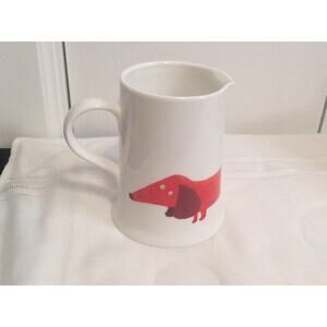 NEW FENELLA SMITH ORANGE DACHSHUND CERAMIC CREAMER SYRUP PITCHER
